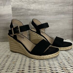 LifeStride Espadrille Wedge Sandals in Black - Size 8 - Worn Twice